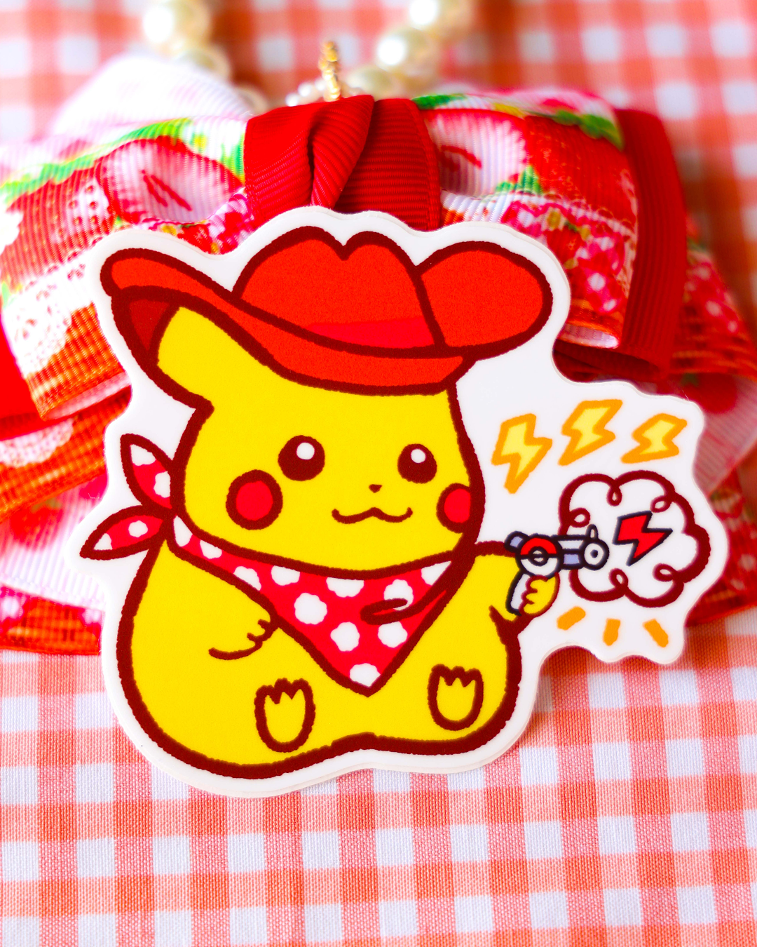 Cowboy Pikachu from Pokemon 3in Vinyl Sticker
