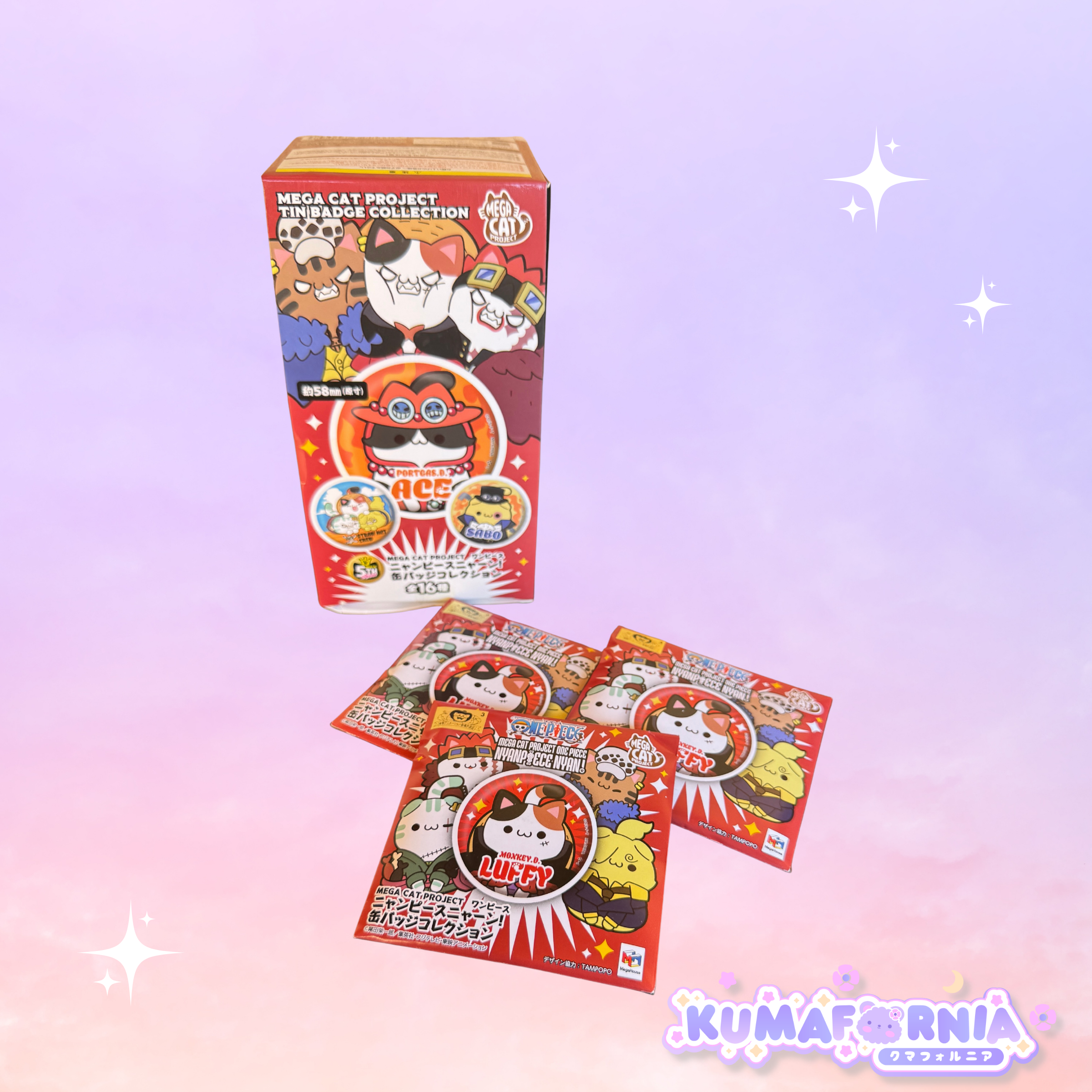 Mega Cat Project One Piece Nyan Piece Nya-n! Tin Badge Collection Blind Box