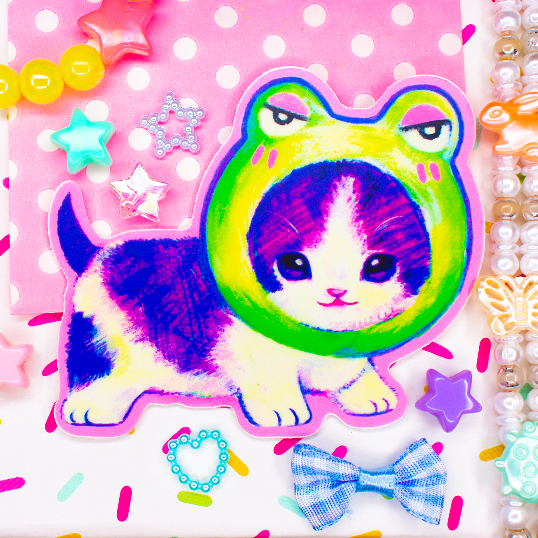 Froggy Cat 3in Vinyl Sticker