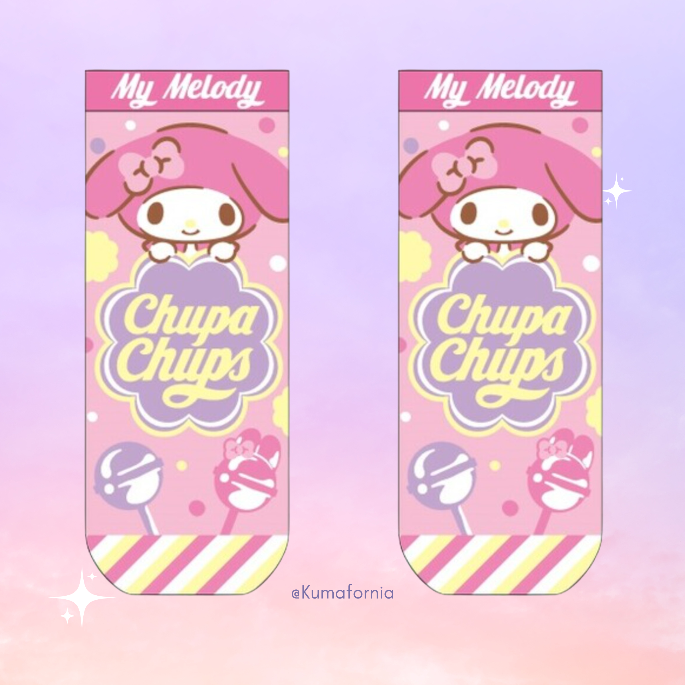 Chupa Chups x Sanrio Characters Crew Socks