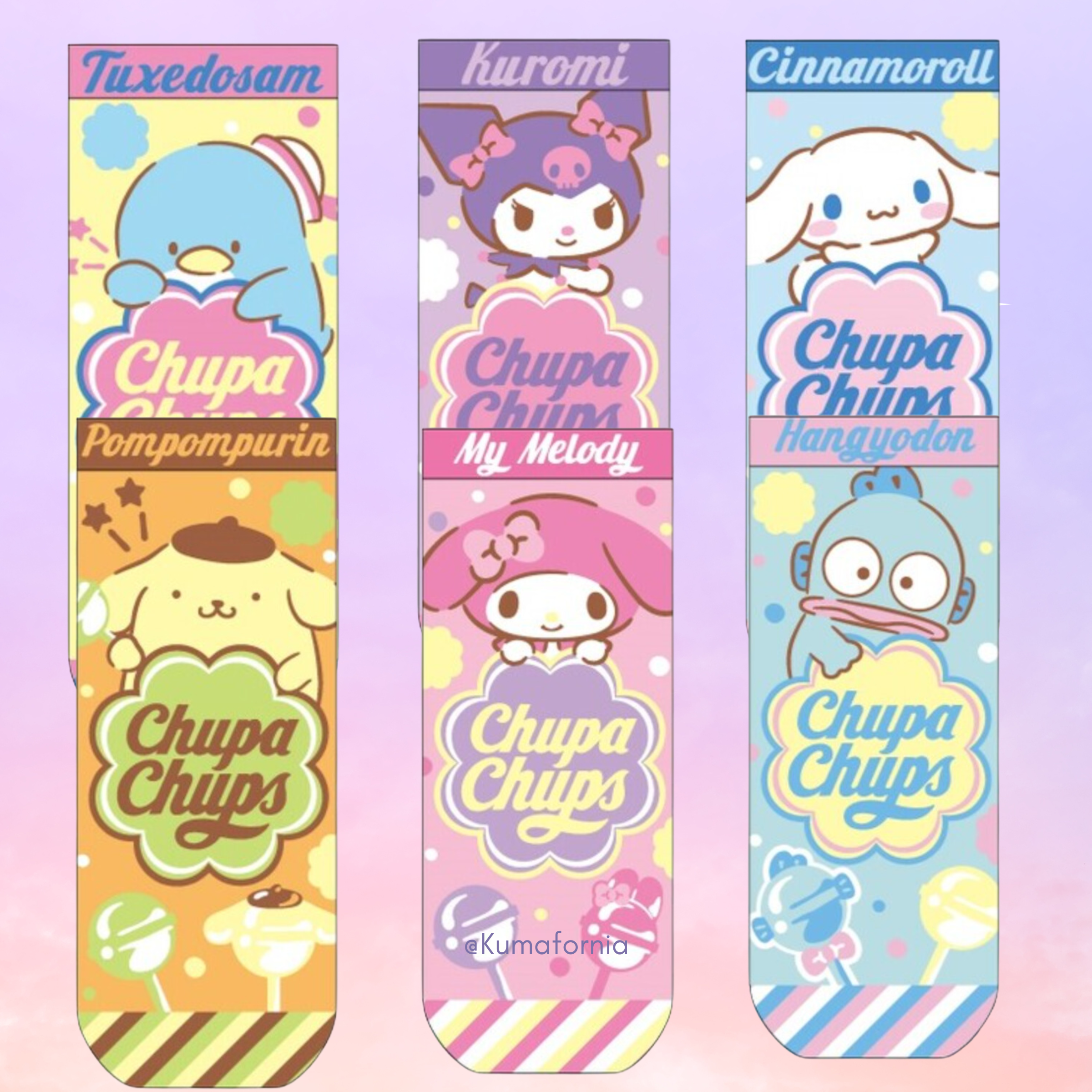 Chupa Chups x Sanrio Characters Crew Socks
